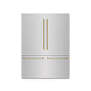 ZLINE Autograph Edition 60-Inch 32.2 Cu. Ft. French Door Built-In Bottom Freezer Refrigerator with Water Dispenser and Ice Maker in Stainless Steel with Graphite Gray Interior and Champagne Bronze Accents (GRBIVZ-304-60CB)