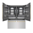 ZLINE Autograph Edition 60-Inch 32.2 Cu. Ft. French Door Built-In Bottom Freezer Refrigerator with Water Dispenser and Ice Maker in Stainless Steel with Graphite Gray Interior and Champagne Bronze Accents (GRBIVZ-304-60CB)
