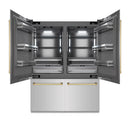 ZLINE Autograph Edition 60-Inch 32.2 Cu. Ft. French Door Built-In Bottom Freezer Refrigerator with Water Dispenser and Ice Maker in Stainless Steel with Graphite Gray Interior and Polished Gold Accents (GRBIVZ-304-60G)