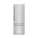 ZLINE Autograph 30-Inch Built-In Refrigerator w/ Gray Interior and Champagne Bronze Helix Handles (GRBIVZ-30430KCB)