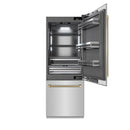ZLINE Autograph 30-Inch Built-In Refrigerator w/ Gray Interior and Champagne Bronze Helix Handles (GRBIVZ-30430KCB)