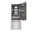 ZLINE Autograph 30-Inch Built-In Refrigerator w/ Gray Interior and Champagne Bronze Helix Handles (GRBIVZ-30430KCB)