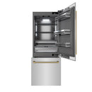 ZLINE Autograph 30-Inch Built-In Refrigerator w/ Gray Interior and Polished Gold Helix Handles (GRBIVZ-30430KG)