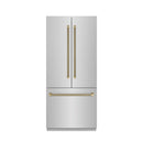 ZLINE Autograph 36-Inch French Door Built-In Refrigerator w/ Gray Interior and Bronze Helix Handles (GRBIVZ-30436KCB)