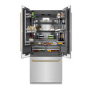ZLINE Autograph 36-Inch French Door Built-In Refrigerator w/ Gray Interior and Bronze Helix Handles (GRBIVZ-30436KCB)