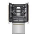 ZLINE Autograph 36-Inch French Door Built-In Refrigerator w/ Gray Interior and Gold Helix Handles (GRBIVZ-30436KG)