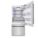 ZLINE Autograph Edition 36-Inch 19.8 Cu. Ft. Built-In Bottom Freezer Refrigerator with Water Dispenser and Ice Maker in Stainless Steel with Matte Black Accents (RBITZ-304-36MB)