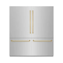 ZLINE Autograph Edition 72-Inch 39.6 Cu. Ft. French Door Built-In Bottom Freezer Refrigerator with Water Dispensers and Ice Makers in Stainless Steel with Champagne Bronze Accents (RBITZ-304-72CB)