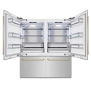 ZLINE Autograph Edition 72-Inch 39.6 Cu. Ft. French Door Built-In Bottom Freezer Refrigerator with Water Dispensers and Ice Makers in Stainless Steel with Champagne Bronze Accents (RBITZ-304-72CB)