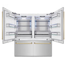 ZLINE Autograph Edition 72-Inch 39.6 Cu. Ft. French Door Built-In Bottom Freezer Refrigerator with Water Dispensers and Ice Makers in Stainless Steel with Polished Gold Accents (RBITZ-304-72G)