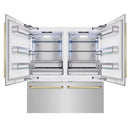 ZLINE Autograph Edition 72-Inch 39.6 Cu. Ft. French Door Built-In Bottom Freezer Refrigerator with Water Dispensers and Ice Makers in Stainless Steel with Polished Gold Accents (RBITZ-304-72G)