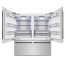 ZLINE Autograph Edition 72-Inch 39.6 Cu. Ft. French Door Built-In Bottom Freezer Refrigerator with Water Dispensers and Ice Makers in Stainless Steel with Matte Black Accents (RBITZ-304-72MB)
