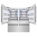 ZLINE Autograph Edition 72-Inch 39.6 Cu. Ft. French Door Built-In Bottom Freezer Refrigerator with Water Dispensers and Ice Makers in Stainless Steel with Matte Black Accents (RBITZ-304-72MB)