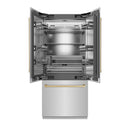 ZLINE Autograph Edition 36-Inch 19.6 cu. ft. French Door Built-In Bottom Freezer Refrigerator with Water Dispenser and Ice Maker in Stainless Steel with Stainless Steel Interior and Champagne Bronze Accents (SRBIVZ-304-36CB)