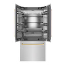 ZLINE Autograph Edition 36-Inch 19.6 cu. ft. French Door Built-In Bottom Freezer Refrigerator with Water Dispenser and Ice Maker in Stainless Steel with Stainless Steel Interior and Champagne Bronze Accents (SRBIVZ-304-36CB)