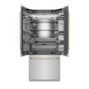ZLINE Autograph Edition 36-Inch 19.6 cu. ft. French Door Built-In Bottom Freezer Refrigerator with Water Dispenser and Ice Maker in Stainless Steel with Stainless Steel Interior and Polished Gold Accents (SRBIVZ-304-36G)