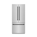 ZLINE Autograph Edition 36-Inch 19.6 cu. ft. French Door Built-In Bottom Freezer Refrigerator with Water Dispenser and Ice Maker in Stainless Steel with Stainless Steel Interior and Matte Black Accents (SRBIVZ-304-36MB)