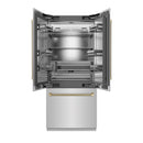 ZLINE Autograph 36-Inch French Door Refrigerator with Stainless Interior and Bronze Helix Handles (SRBIVZ-30436KCB)
