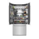 ZLINE Autograph 36-Inch French Door Refrigerator with Stainless Interior and Nickel Helix Handles (SRBIVZ-30436KPN)