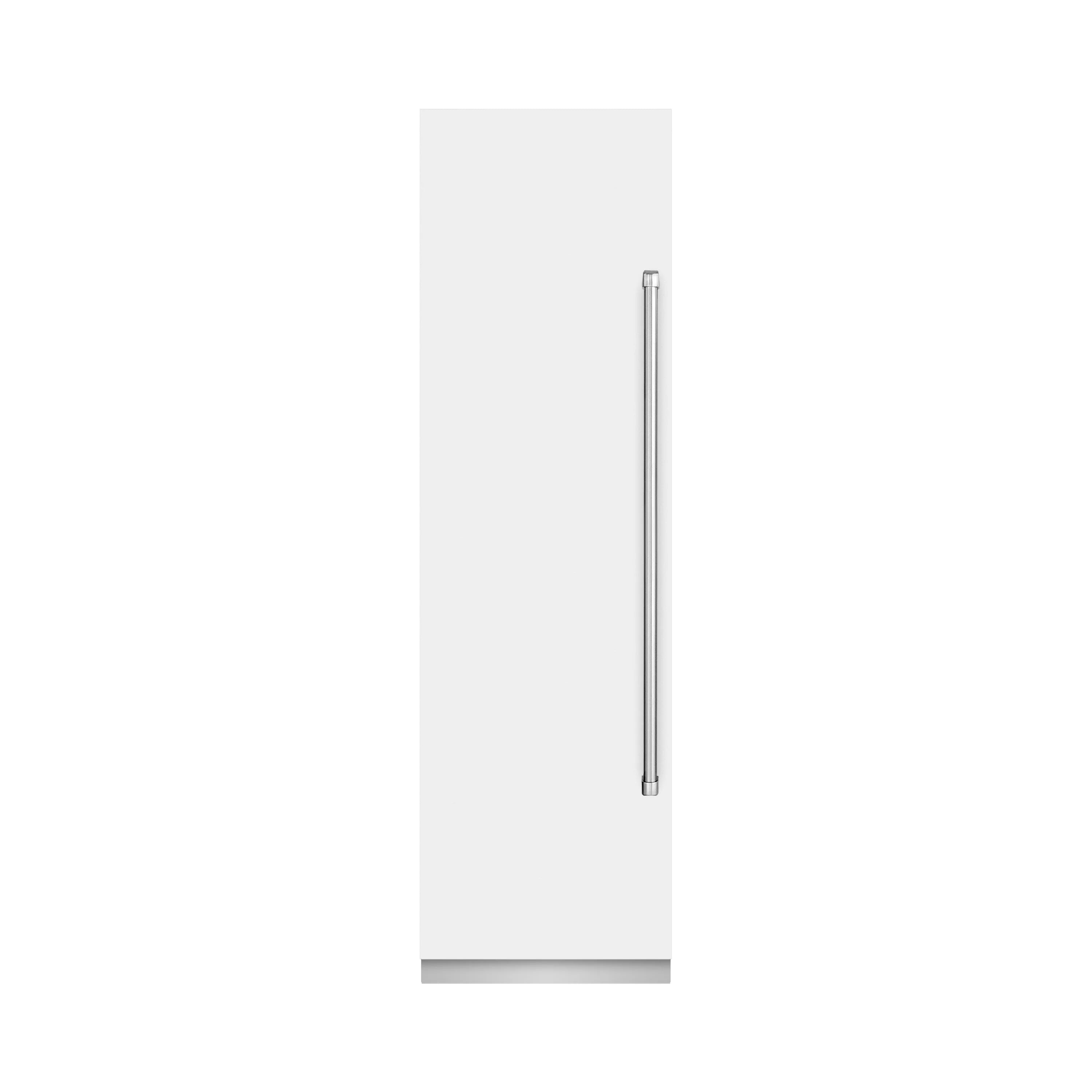 White matte ZLINE column freezer side view with slim vertical handle.