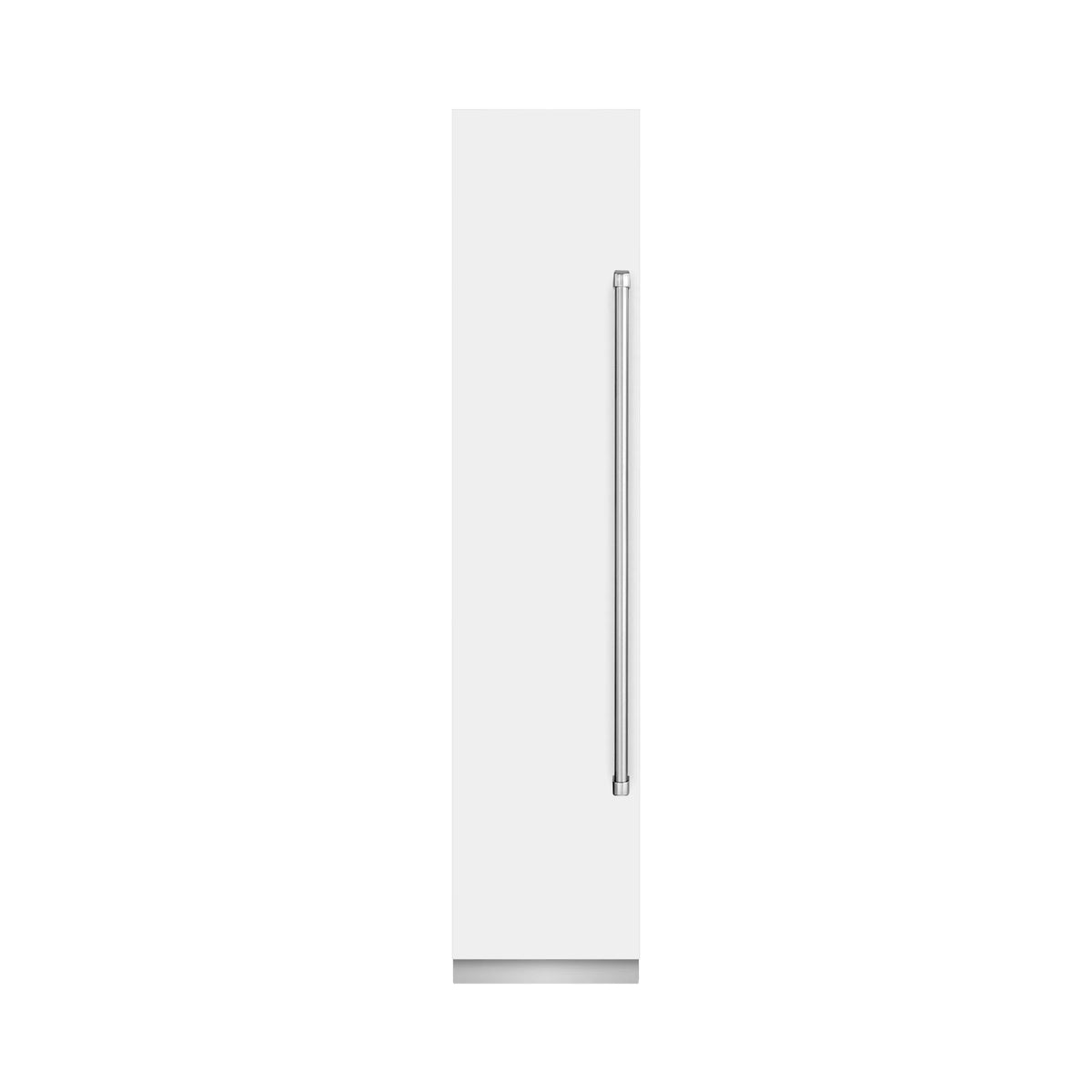 White matte column refrigerator/freezer front view with vertical handle