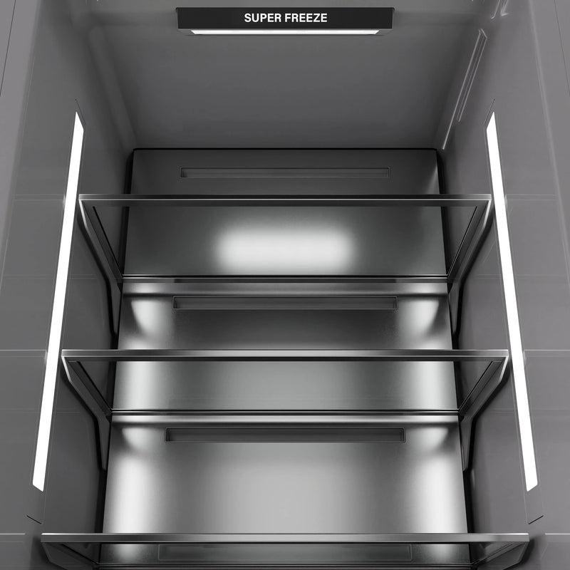 ZLINE Autograph Edition 18-Inch 8.6 Cu. Ft. Left Hinge Column Freezer in White Matte with Graphite Gray Interior and Matte Black Accents (RCFVLZ-WM-18-MB)