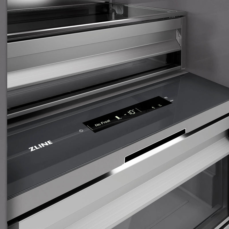 ZLINE Autograph Edition 18-Inch 8.6 Cu. Ft. Left Hinge Column Freezer in White Matte with Graphite Gray Interior and Matte Black Accents (RCFVLZ-WM-18-MB)