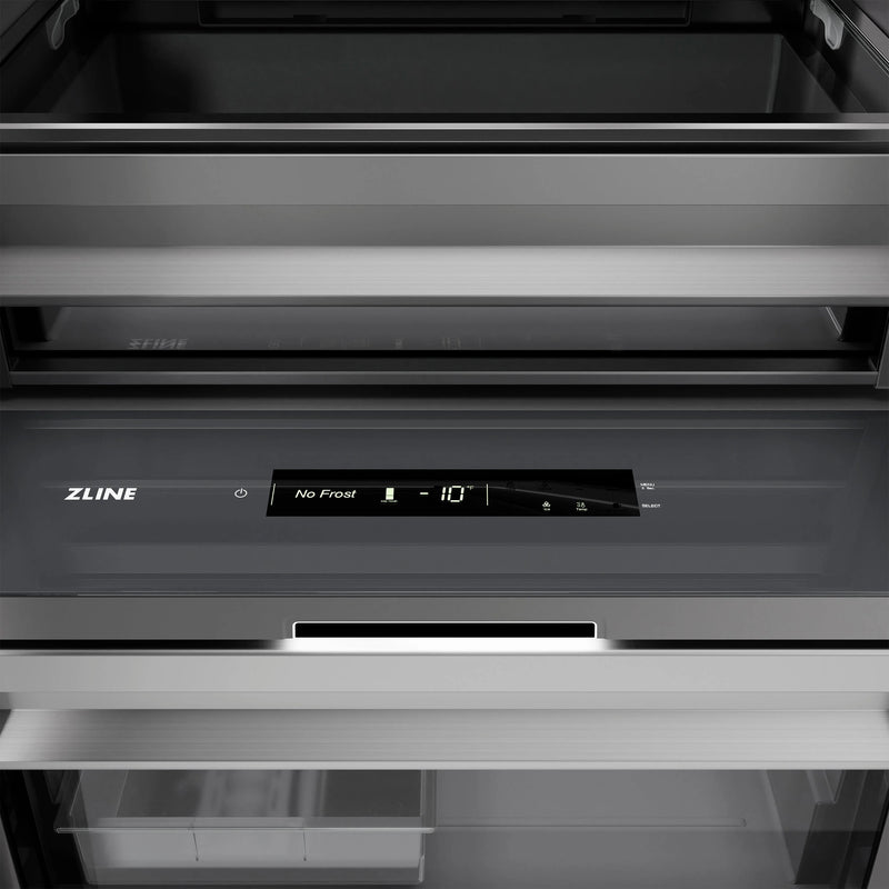 ZLINE Autograph Edition 18-Inch 8.6 Cu. Ft. Left Hinge Column Freezer in White Matte with Graphite Gray Interior and Matte Black Accents (RCFVLZ-WM-18-MB)