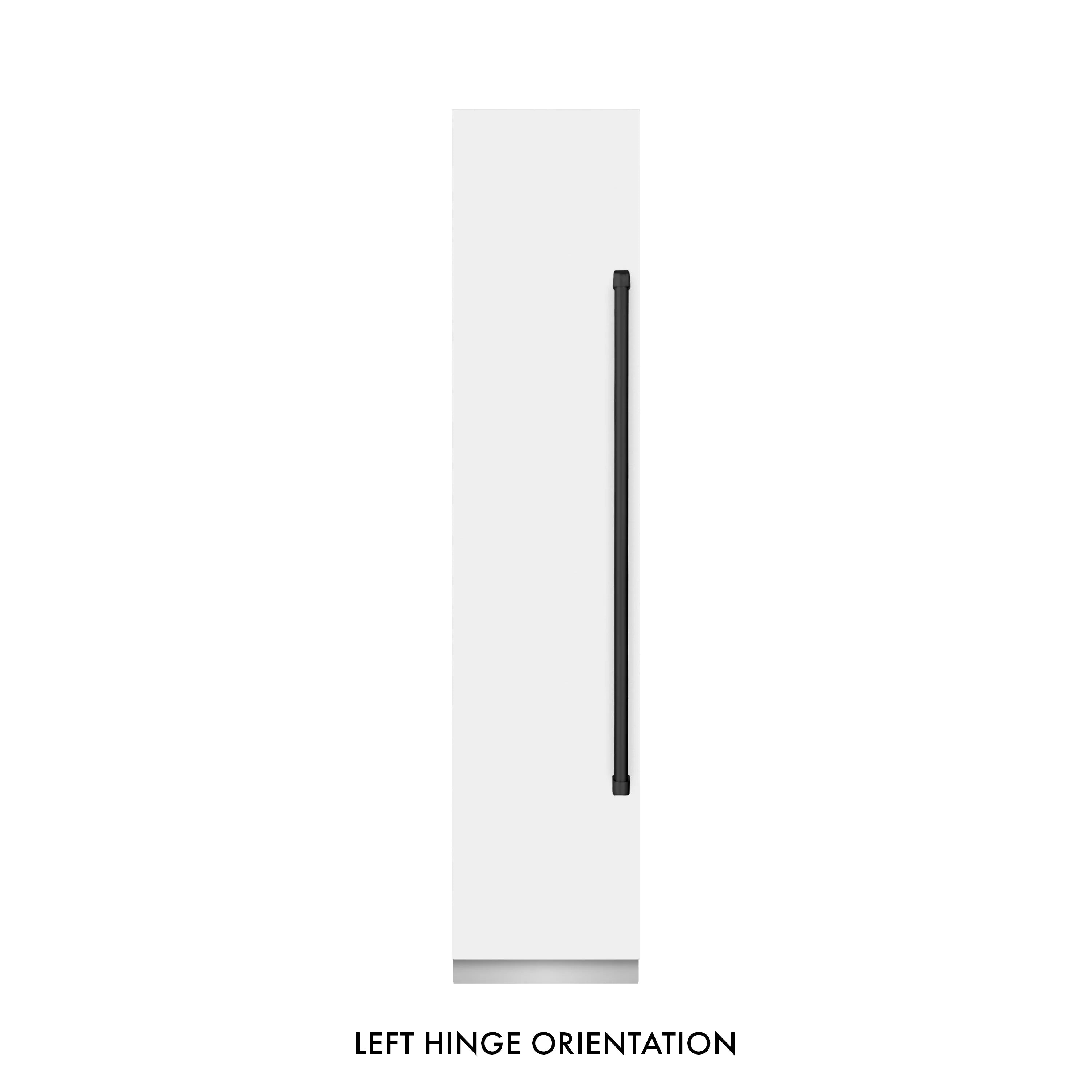 White column freezer left hinge orientation diagram with “LEFT HINGE ORIENTATION”