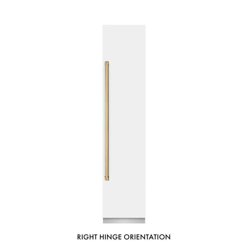 ZLINE Autograph Edition 18-Inch 8.6 Cu. Ft. Right Hinge Column Freezer in White Matte with Graphite Gray Interior and Polished Gold Accents (RCFVRZ-WM-18-G)