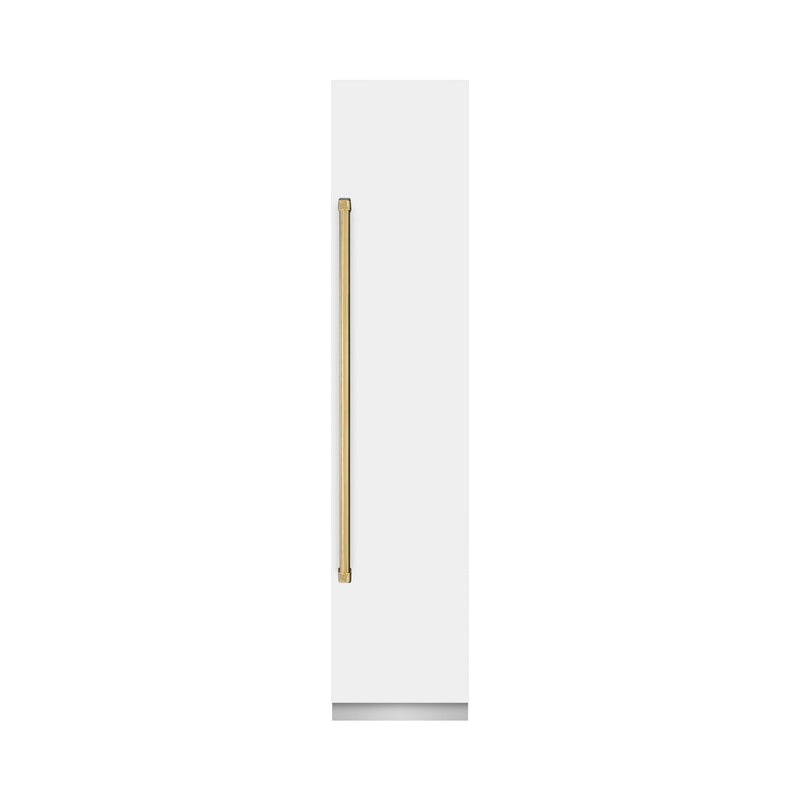 ZLINE Autograph Edition 18-Inch 8.6 Cu. Ft. Right Hinge Column Freezer in White Matte with Graphite Gray Interior and Polished Gold Accents (RCFVRZ-WM-18-G)