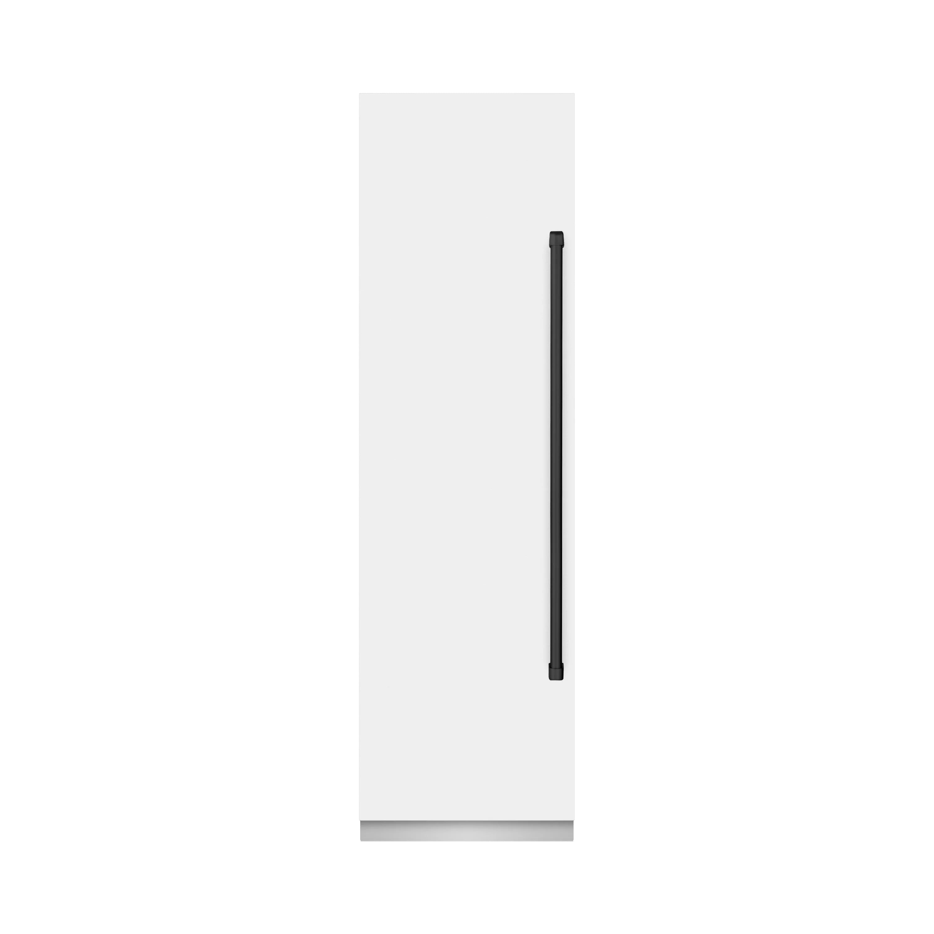 Side profile diagram of column freezer door with slim black handle