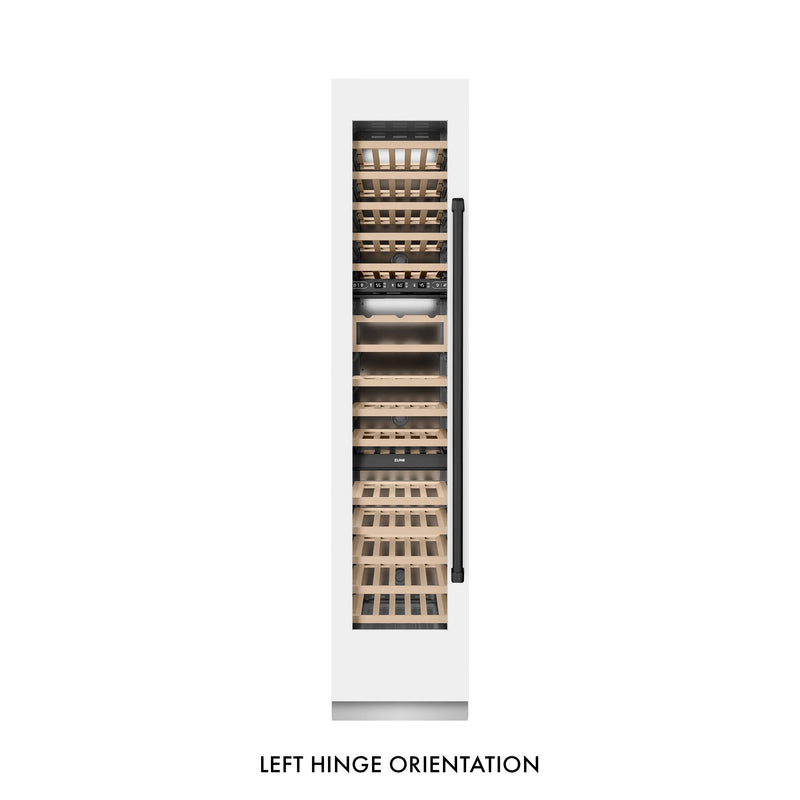 ZLINE Autograph Edition 18-Inch 9.0 Cu. Ft. Triple Zone 68 Bottle Left Hinge Column Wine Cooler in White Matte with Matte Black Accents (RCWVLZ-WM-18-MB)