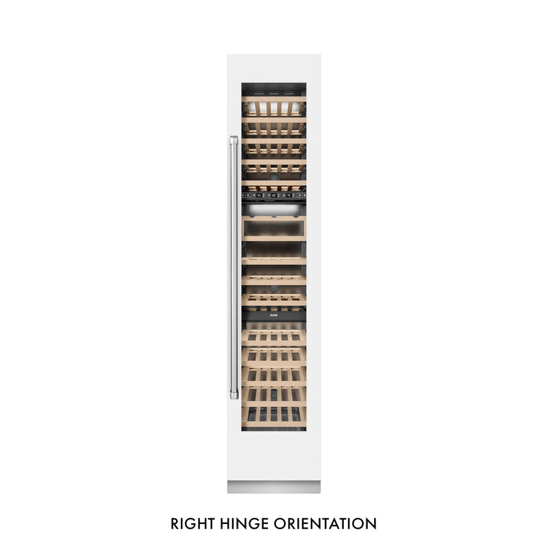 ZLINE Autograph Edition 18-Inch 9.0 Cu. Ft. Triple Zone 68 Bottle Right Hinge Column Wine Cooler in White Matte with Champagne Bronze Accents (RCWVRZ-WM-18-CB)
