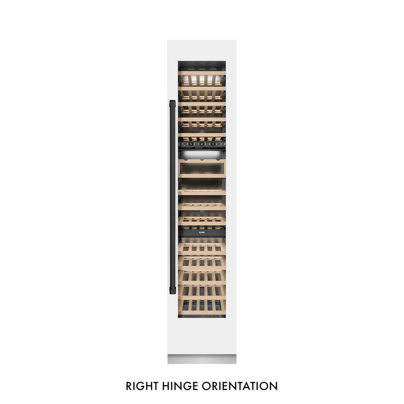 ZLINE Autograph Edition 18-Inch 9.0 Cu. Ft. Triple Zone 68 Bottle Right Hinge Column Wine Cooler in White Matte with Matte Black Accents (RCWVRZ-WM-18-MB)