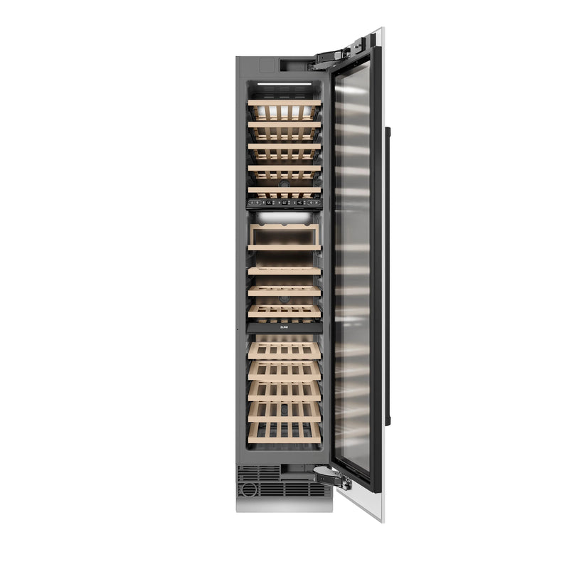 ZLINE Autograph Edition 18-Inch 9.0 Cu. Ft. Triple Zone 68 Bottle Right Hinge Column Wine Cooler in White Matte with Matte Black Accents (RCWVRZ-WM-18-MB)