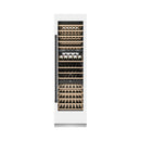 ZLINE Autograph Edition 24-Inch 12.4 Cu. Ft. Triple Zone 100 Bottle Column Wine Cooler in White Matte and Matte Black Accents (RCWVZ-WM-24-MB)