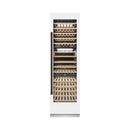 ZLINE Autograph Edition 24-Inch 12.4 Cu. Ft. Triple Zone 100 Bottle Column Wine Cooler in White Matte and Matte Black Accents (RCWVZ-WM-24-MB)