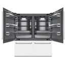 ZLINE 72-Inch 39.6 Cu. Ft. French Door Built-In Bottom Freezer Refrigerator with Water Dispensers and Ice Makers in White Matte with Graphite Gray Interior (GRBIT-WM-72)