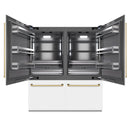 ZLINE Autograph Edition 72-Inch 39.6 Cu. Ft. French Door Built-In Bottom Freezer Refrigerator with Water Dispensers and Ice Makers in White Matte with Graphite Gray Interior and Polished Gold Accents (GRBITZ-WM-72-G)