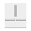 ZLINE Autograph Edition 72-Inch 39.6 Cu. Ft. French Door Built-In Bottom Freezer Refrigerator with Water Dispensers and Ice Makers in White Matte with Graphite Gray Interior and Matte Black Accents (GRBITZ-WM-72-MB)