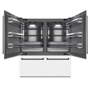 ZLINE Autograph Edition 72-Inch 39.6 Cu. Ft. French Door Built-In Bottom Freezer Refrigerator with Water Dispensers and Ice Makers in White Matte with Graphite Gray Interior and Matte Black Accents (GRBITZ-WM-72-MB)