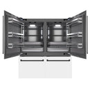 ZLINE Autograph Edition 72-Inch 39.6 Cu. Ft. French Door Built-In Bottom Freezer Refrigerator with Water Dispensers and Ice Makers in White Matte with Graphite Gray Interior and Matte Black Accents (GRBITZ-WM-72-MB)