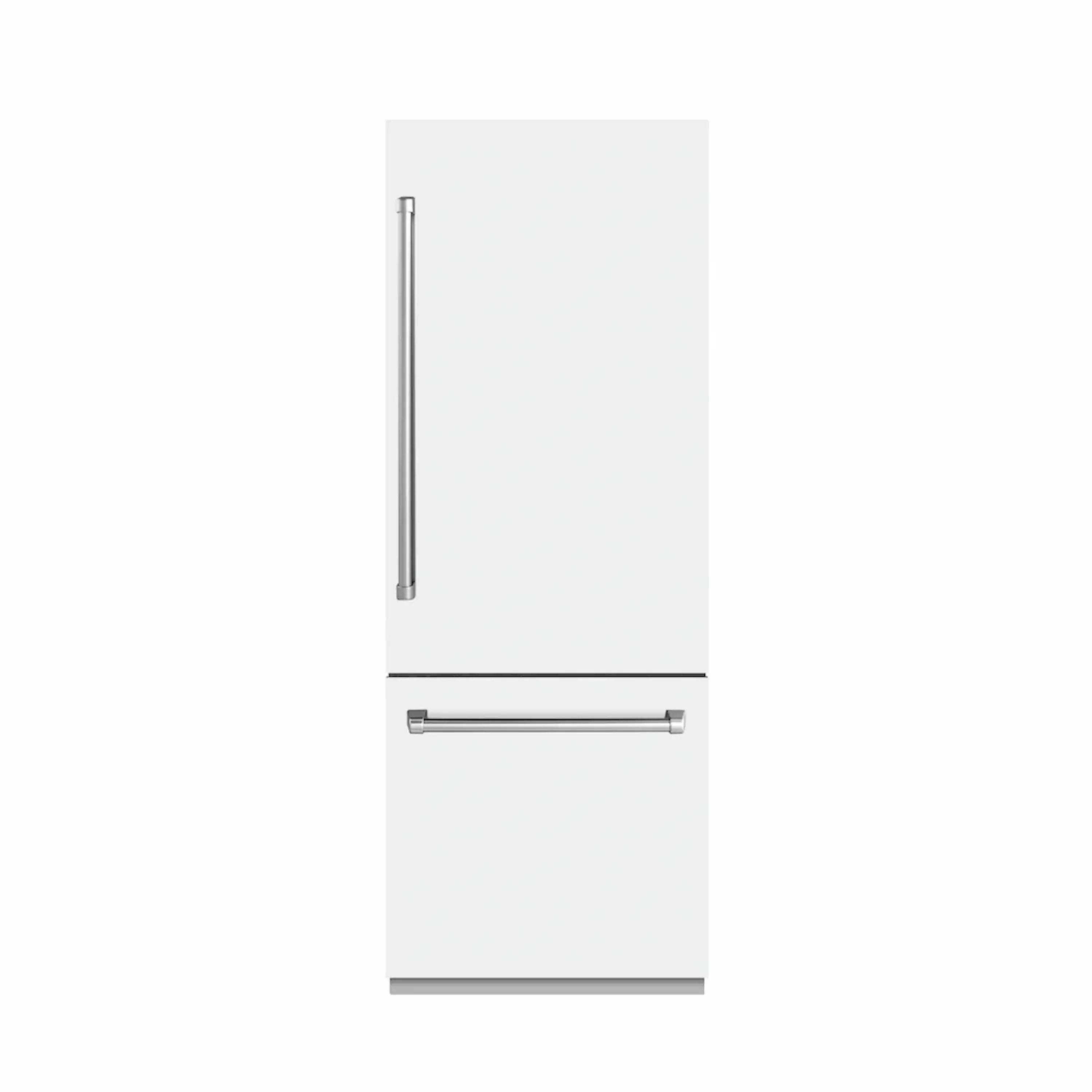 Built-in bottom freezer refrigerator door with dispenser handle and slim dispenser lever