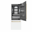 ZLINE Autograph Edition 30-Inch 16.1 cu. ft. Built-In Bottom Freezer Refrigerator with Water Dispenser and Ice Maker in White Matte with Graphite Gray Interior and Champagne Bronze Accents (GRBIVZ-WM-30-CB)