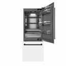 ZLINE Autograph Edition 30-Inch 16.1 cu. ft. Built-In Bottom Freezer Refrigerator with Water Dispenser and Ice Maker in White Matte with Graphite Gray Interior and Matte Black Accents (GRBIVZ-WM-30-MB)