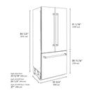 ZLINE Autograph Edition 36-Inch 19.6 Cu. Ft. French Door Built-In Bottom Freezer Refrigerator with Water Dispenser and Ice Maker in White Matte with Graphite Gray Interior and Champagne Bronze Accents (GRBIVZ-WM-36-CB)