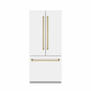 ZLINE Autograph Edition 36-Inch 19.6 Cu. Ft. French Door Built-In Bottom Freezer Refrigerator with Water Dispenser and Ice Maker in White Matte with Graphite Gray Interior and Polished Gold Accents (GRBIVZ-WM-36-G)