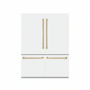 ZLINE Autograph Edition 60-Inch 32.2 cu. ft. French Door Built-In Bottom Freezer Refrigerator with Water Dispenser and Ice Maker in White Matte with Graphite Gray Interior and Champagne Bronze Accents (GRBIVZ-WM-60-CB)
