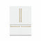 ZLINE Autograph Edition 60-Inch 32.2 cu. ft. French Door Built-In Bottom Freezer Refrigerator with Water Dispenser and Ice Maker in White Matte with Graphite Gray Interior and Champagne Bronze Accents (GRBIVZ-WM-60-CB)